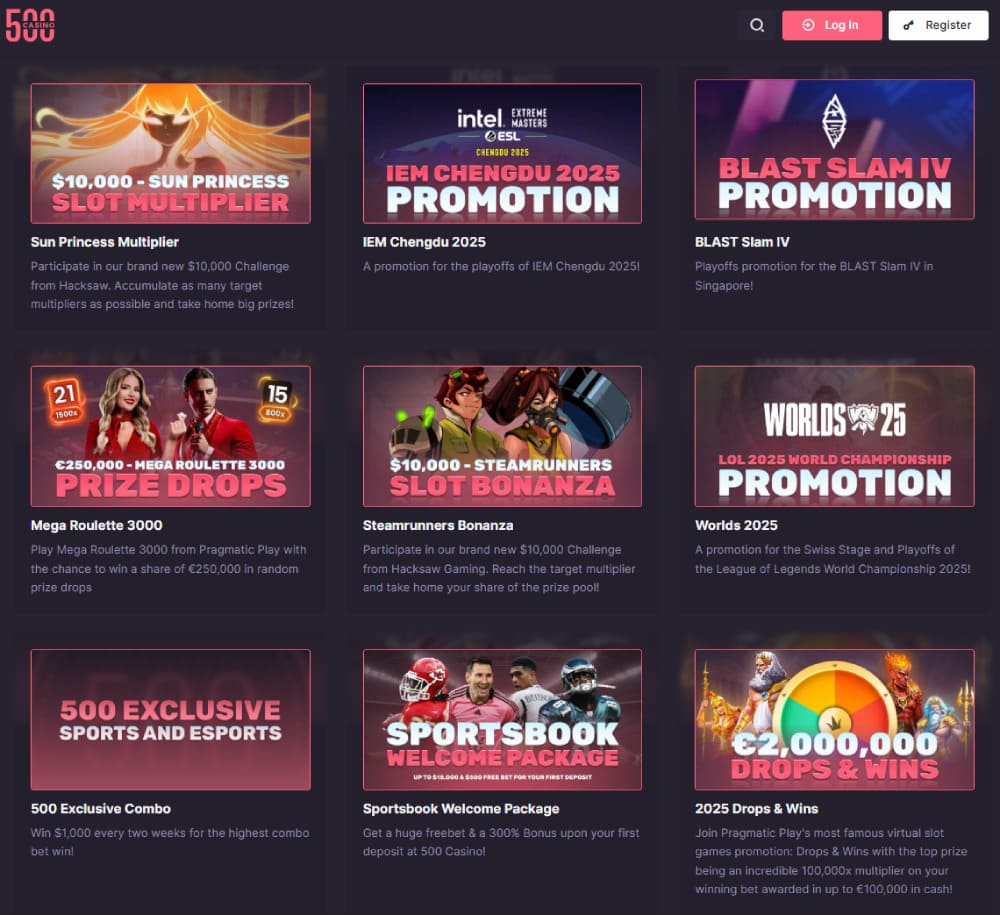 500 Casino welcome bonus offer
