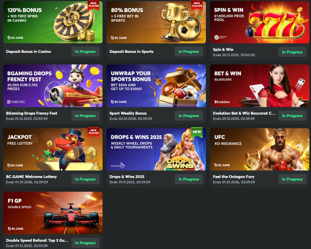 BC Game sportsbook and live betting interface
