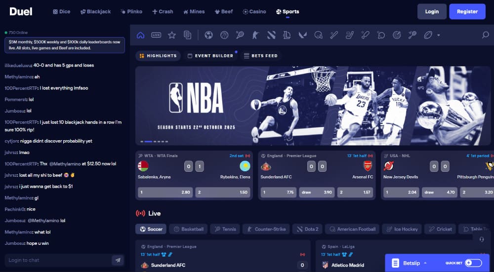 Duel sportsbook live betting