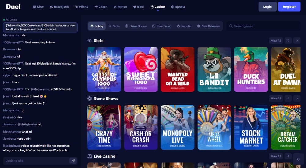 Duel welcome bonus promotion