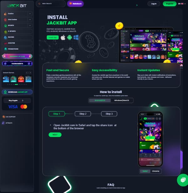 Jackbit mobile crypto casino platform