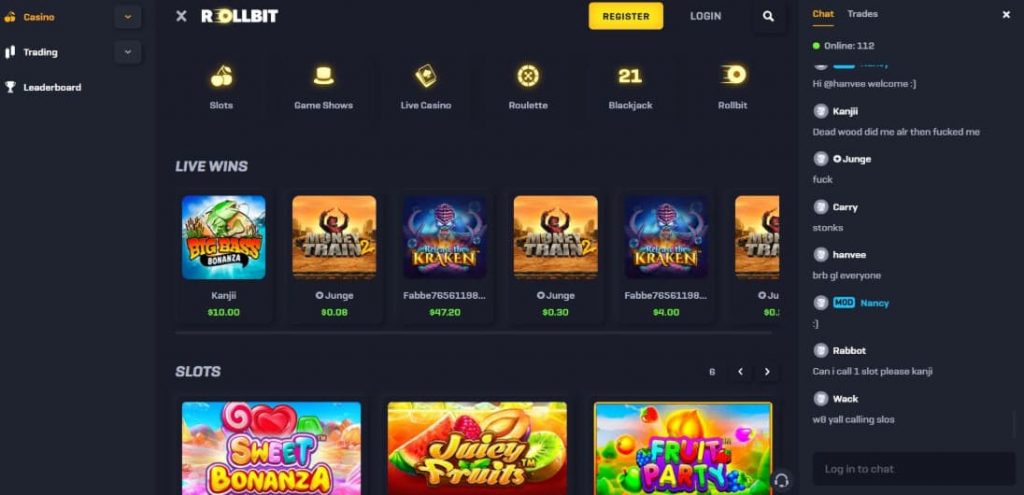 Rollbit Crypto Casino homepage — explore crypto slots, instant payouts, and secure betting
