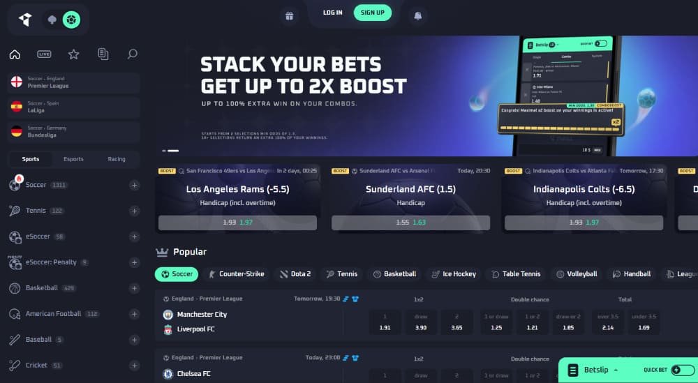 Weiss Casino sports betting section 