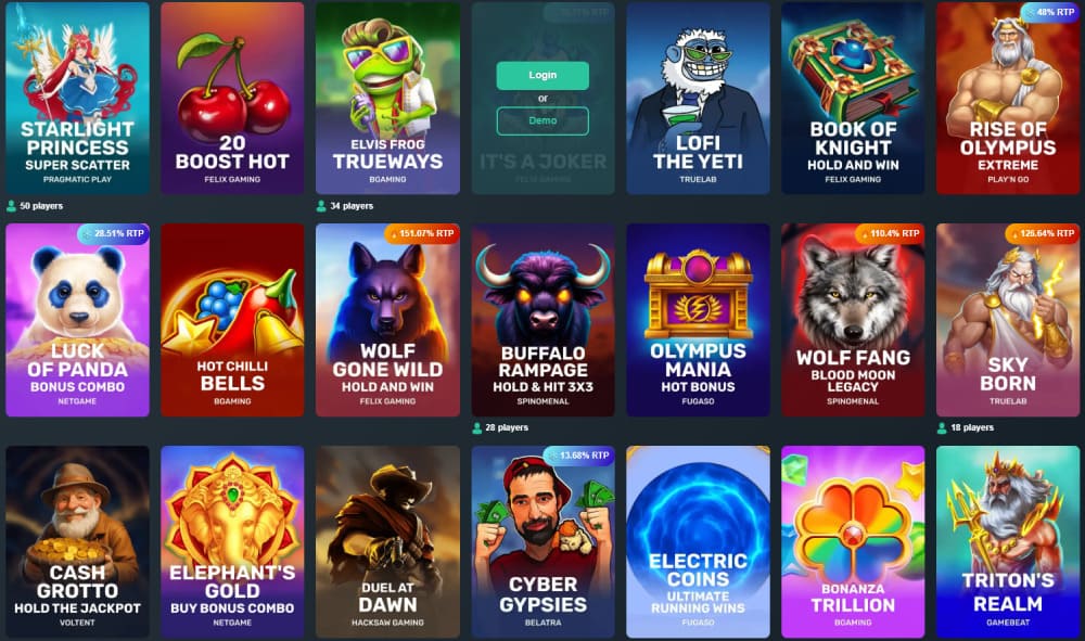 Vave crypto casino homepage with slots and sports betting
