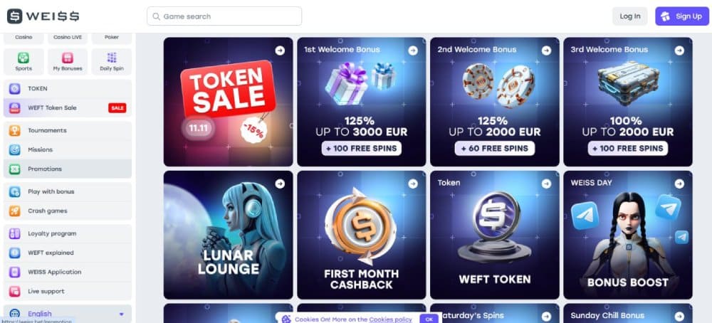 Weiss Casino sports betting interface
